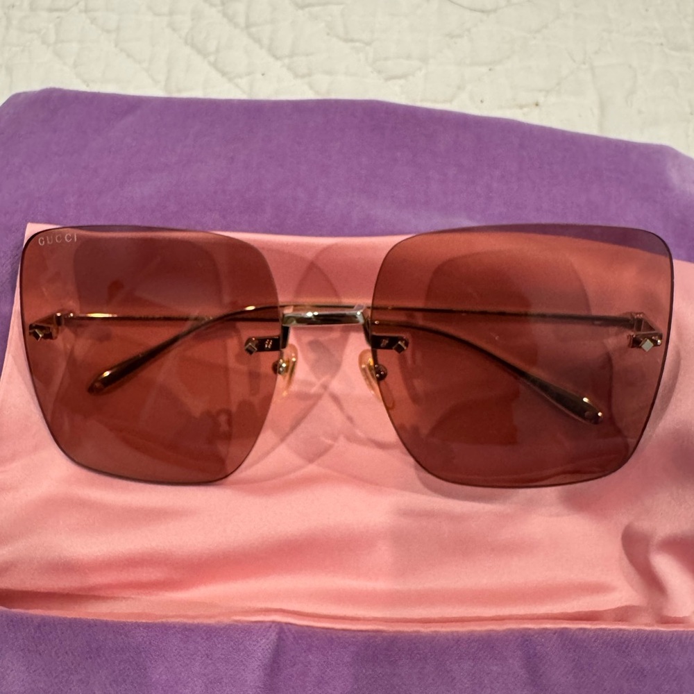 Gucci Square-Frame Metal Sunglasses